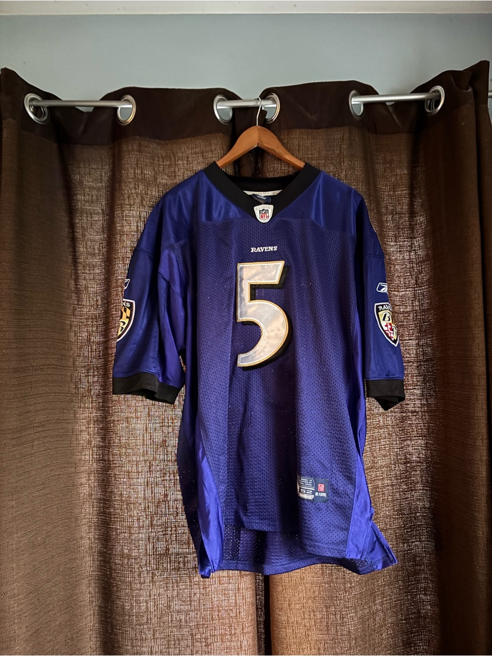 Vintage Baltimore Ravens #5 Joe Flacco Reebok Purple NFL Jersey